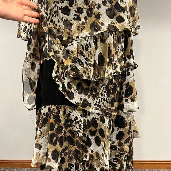 S.L. Fashions layered Leopard Print plus side scoop neck sleeveless Dress 22 W - Picture 4 of 13